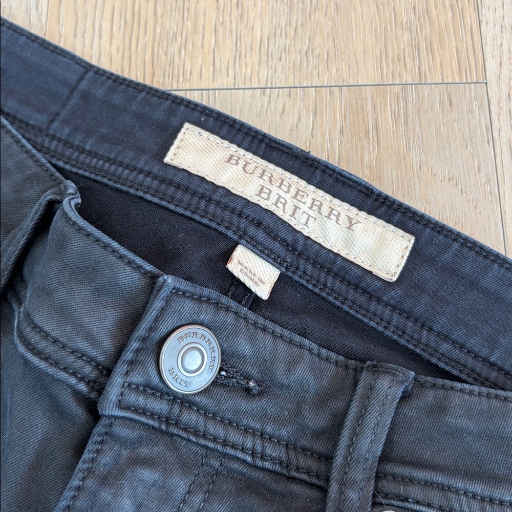 Burberry Brit Low Rise Black Skinny Black Coated Jeans Size 28 - Picture 3 of 7